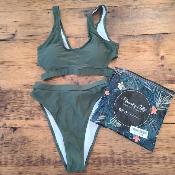 Blooming Jelly Olive Green High Waisted Bikini Size S - Picture 10 of 10
